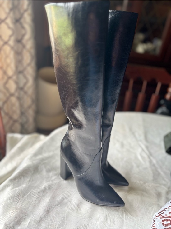 Saint Laurent Shoes - Saint Laurent Black Leather Knee-High Boots